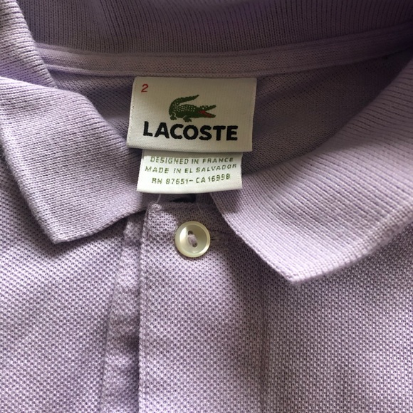 Men’s Lacoste Collard Shirt, Purple Size 2 - Picture 2 of 3